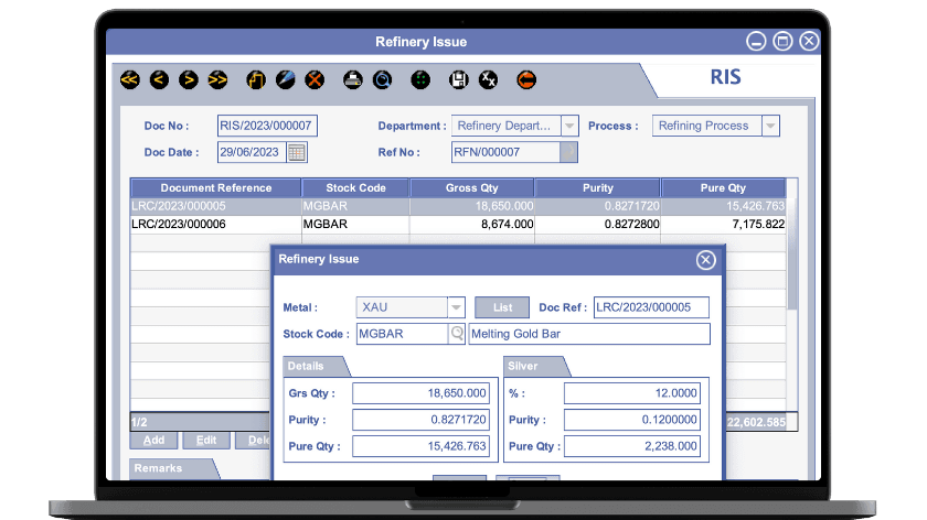 Refinery Operations Module Designed for the Precious Metals Industry Description: